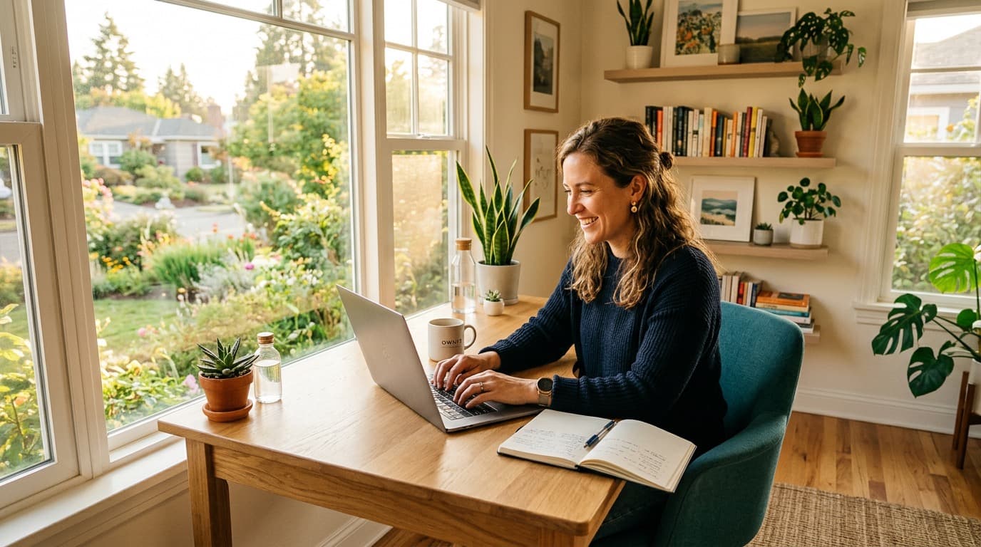 Self-employed professional working from home office